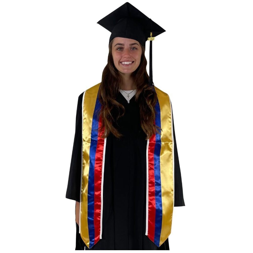 6753 Graduation International Flag Stole Embroidered Sash Study Abroad 72"